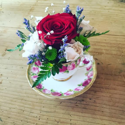 Red Rose Teacup - Little posy in a china teacup - such a lovely little gift!
