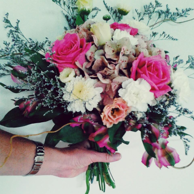 Pretty in Pink - A romantic hand-tied bouquet featuring a beautiful combination of pink, blush and soft neutral shades. Full of texture and charm, this eye-catching design is perfect for birthdays, anniversaries, celebrations or a thoughtful surprise.
